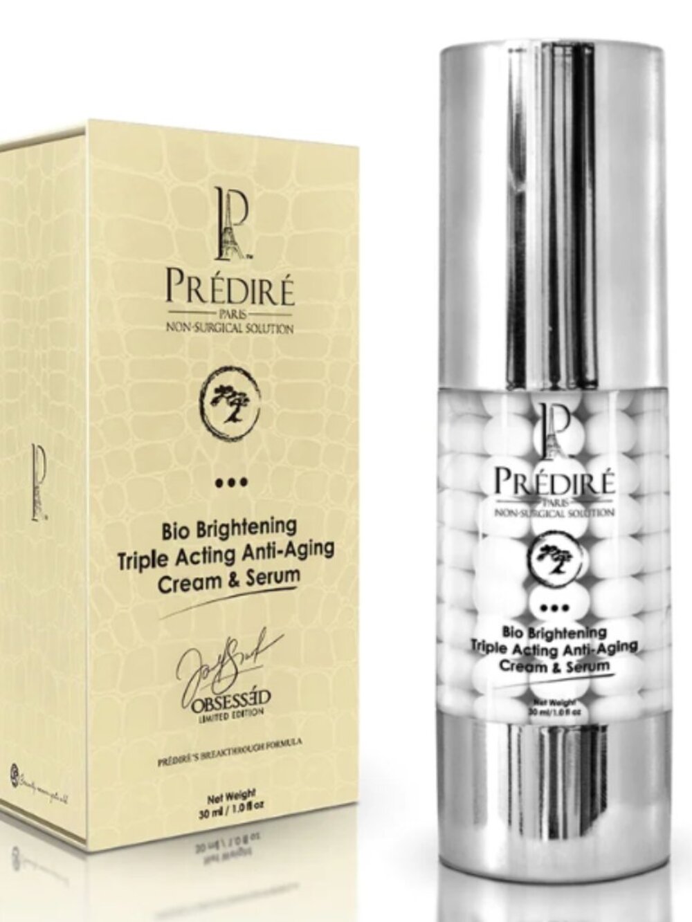 PREDIRE BIO BRIGHTENING TRIPLE ACTING ANTI-AGING CREAM & SERUM-1 fl oz/30 ml-NEW